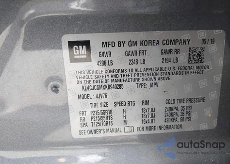 2019 Buick Encore Fwd Essence из США, поврежденный, VIN KL4CJCSMXKB940285